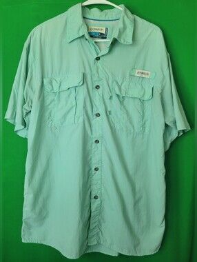Magellan Outdoors Light Mint Green SS Fishing Shirt Sz Medium Fish Gear Nylon
